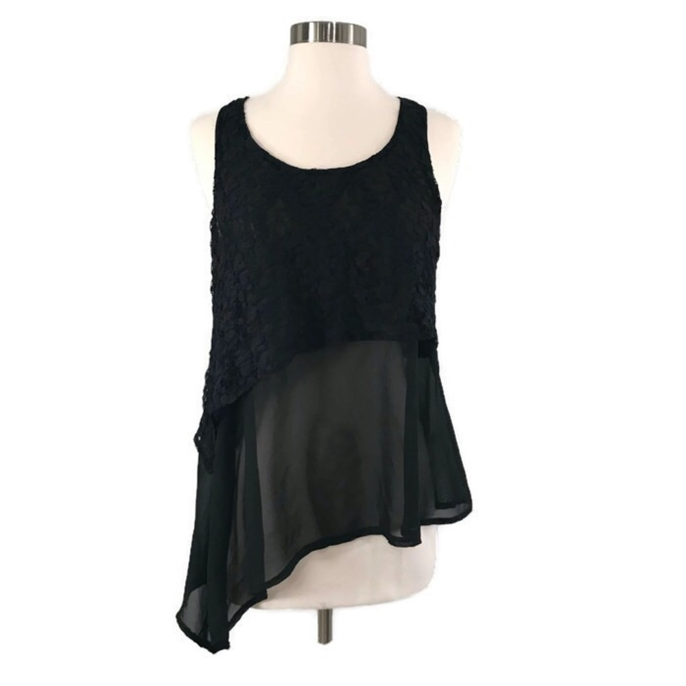 NAMU Tank Top Lace Sheer Asymetrical Medium
